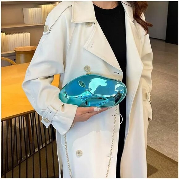 Acrylic Clutch Purses for Women Formal Evening Bag Irregular Shell Handbag - Picture 3 of 4